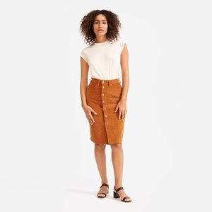 Everlane Button-Front Corduroy Skirt in Acorn